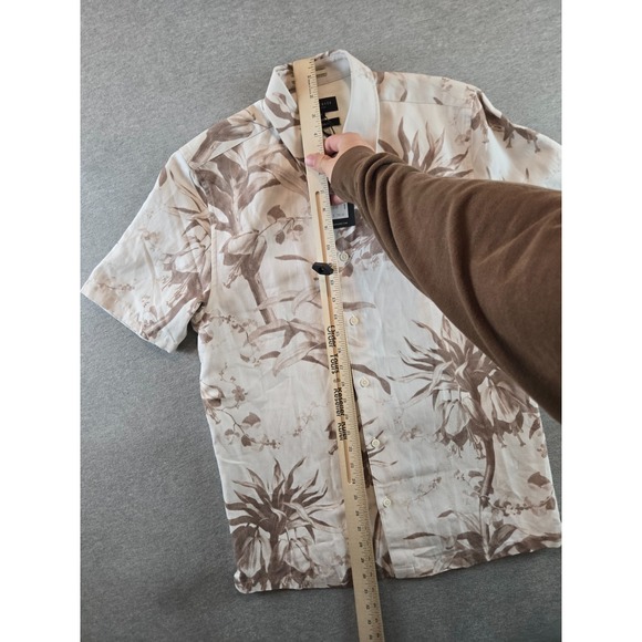 NWT Ted Baker Belmar Shirt Mens 2 Small Ivory Short Sleeve Linen Blend Floral - Picture 10 of 15